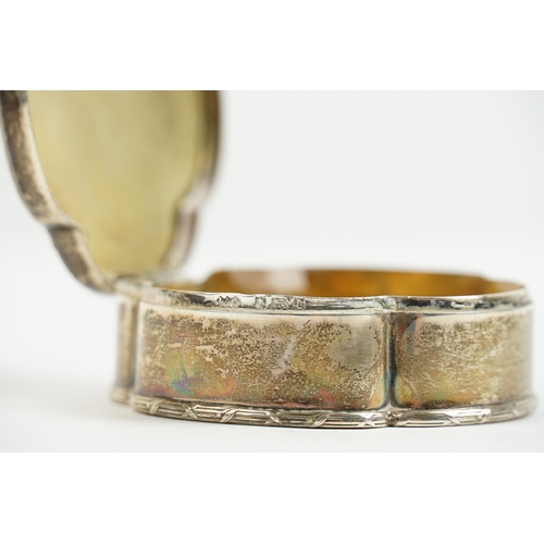 57 - A Edwardian silver and enamelled trinket box by Liberty & Co. The box is set with lavender colour en... 