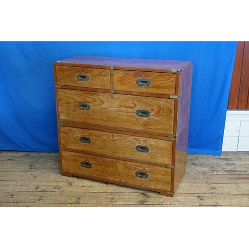 587 - A Late 19th Century design Campaign Chest with Brass Corners with inset Handles, Off-Set Screws & Ke... 