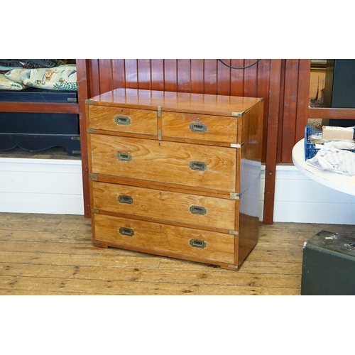 587 - A Late 19th Century design Campaign Chest with Brass Corners with inset Handles, Off-Set Screws & Ke... 