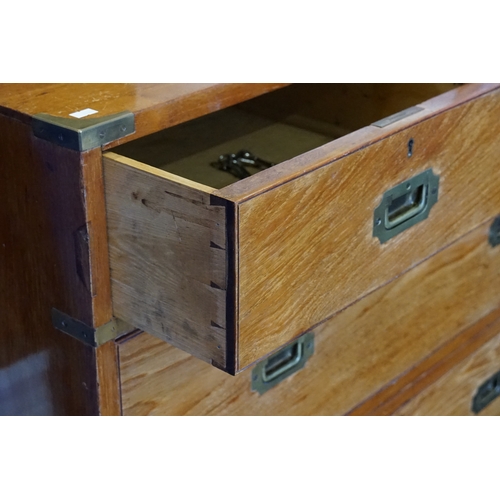 587 - A Late 19th Century design Campaign Chest with Brass Corners with inset Handles, Off-Set Screws & Ke... 