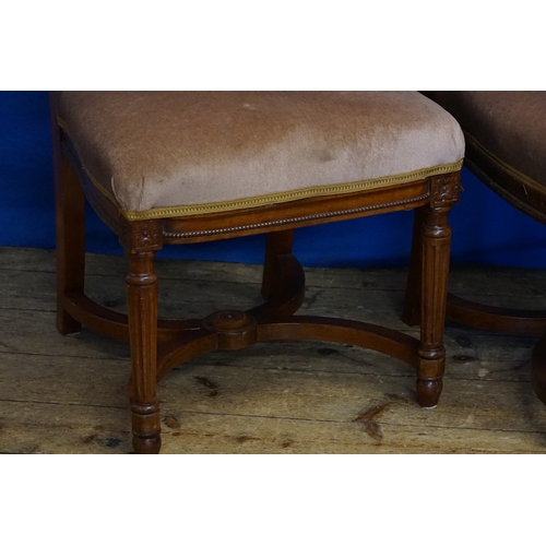589 - A Pair of Dutch Hoop Back Beaded & Upholstered in Velvet Dining Chairs resting on fluted legs with u... 