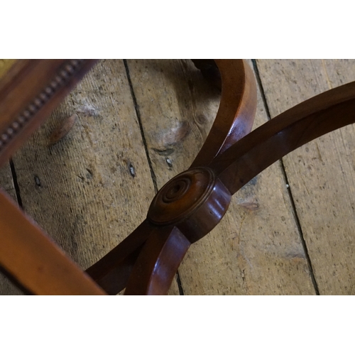 589 - A Pair of Dutch Hoop Back Beaded & Upholstered in Velvet Dining Chairs resting on fluted legs with u... 