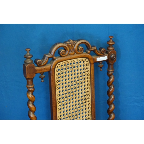 594 - A Victorian Cane Back Sewing Chair with Barley Twist supports.