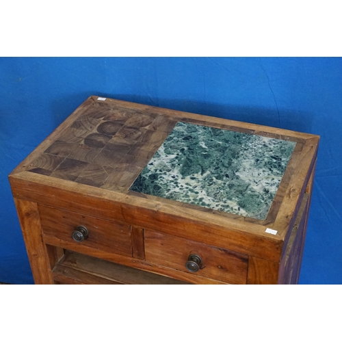 600 - A Hardwood Kitchen Chopping Board fitted with Two Drawers & Shelves Below. Measuring: 64cms across x... 