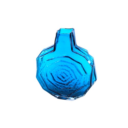 A "Whitefriars" blue glass banjo vase by Geoffrey Baxter. Measuring: 28 x 32.