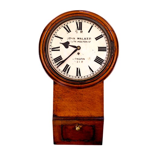 A Lovely "John Walker of South Molton Street, London" White Enamelled Face Railway Waiting Room Clock, No: 2318 with Brass movement. 36cms Dial.