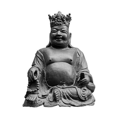 An Study of a Seated Buddha holding a Necklace wearing a Crown. Measuring: 30 cms high x 19 cms across. Weighing: 4kgs.