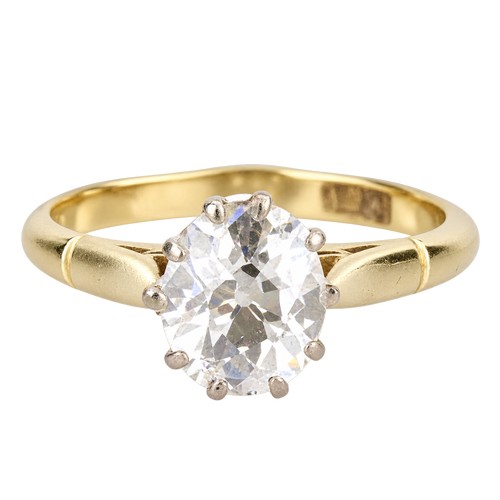 243 - A Victorian Diamond cushion shaped Ring set in 18ct platinum, Diamond approximately 1.2ct, Ring size... 