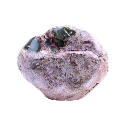 An interesting "JADE" Heavy Green Stone with mottled decoration & Cut Through.