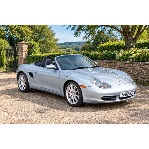 A Lovely 2002/02 "Porsche Boxster 3.2S Manual" finished in Polar Silver with Blue Leather & a Blue Hood. Specification includes: Sports Electric Seats, Litronic Lights, 18in Sport Design Alloys, PSM, Sound System, etc. 1 Owner & Only 28,400 Miles with a Service File, Book Pack, Service Book, Current V5 Registration Document, MOT till November 2022. Immaculate Condition. Buyers Premium: 24% inc VAT.