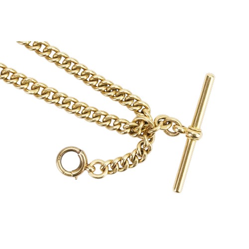 An 18ct Gold Sheffield T Bar chain marked BC with a moveable T Bar. Length: 40cms. Weight: 61grams.