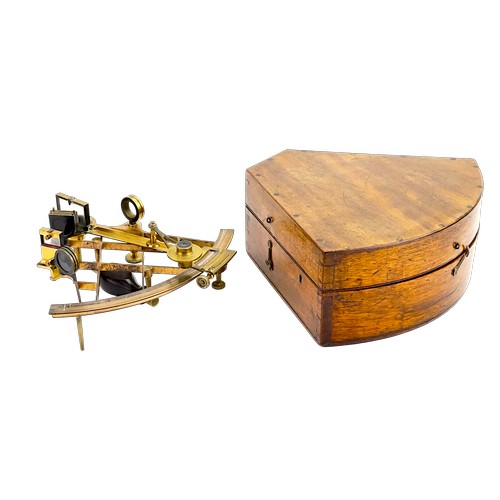 A Scarce "George Whitbread" (Manufacturer of Surveying instruments) Brass & Silvered Black Lacquered Sextant with a Sliding Silvered Marking, three various lenses, Amplifier, Long Lens Tube contained in the Original Box.