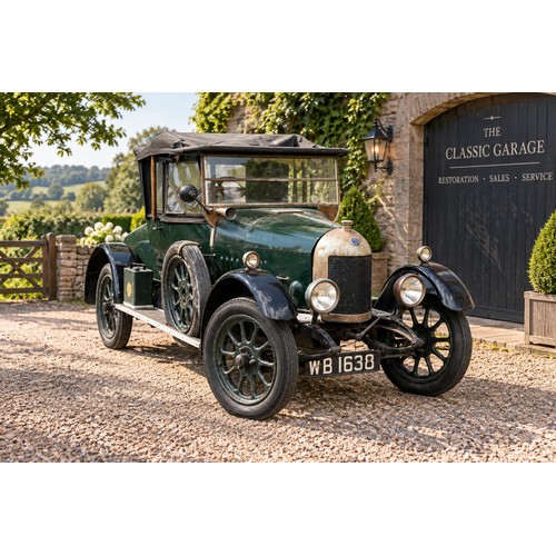 A 1924 "Morris Cowley" finished in Green & Black with a Black Torn Soft Top. The car comes with various letters from the Bullnose Owners Club, Paper Work & a Current V5. The Car includes Registration Number "WB 1638". Chassis No: 66936. Engine No: 76731. 1 of 9 left in green.