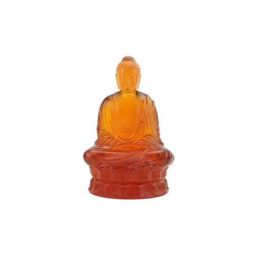 A Scarce "René Lalique Amber Crystal Buddha Figurine" No: 0309. Measuring: 30cms High.