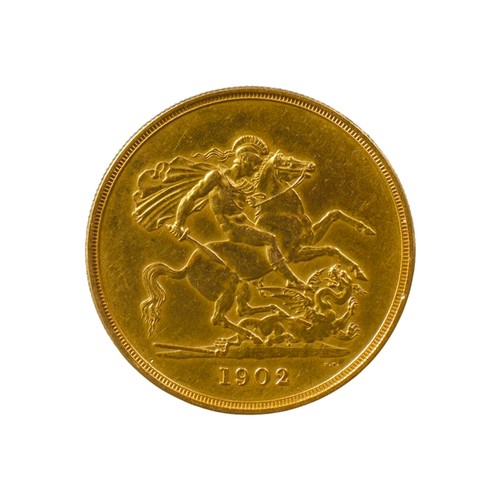 A Edward VII 1902 "£5 Gold Coin" in EF+ Condition. Weight: 40 grams. (Spink Reference: 3965).