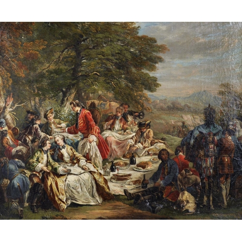 27 - Early 19th Century French School. A Feast in an Alpine Setting, Oil on Canvas, Unframed, 20