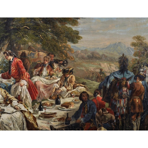 27 - Early 19th Century French School. A Feast in an Alpine Setting, Oil on Canvas, Unframed, 20