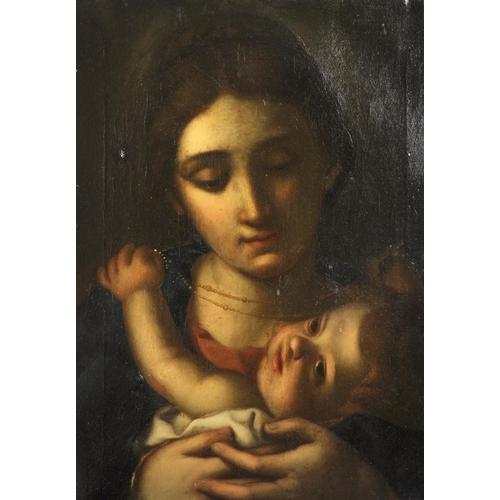 30 - 19th Century Italian School. Madonna and Child, Oil on Canvas, 17.5