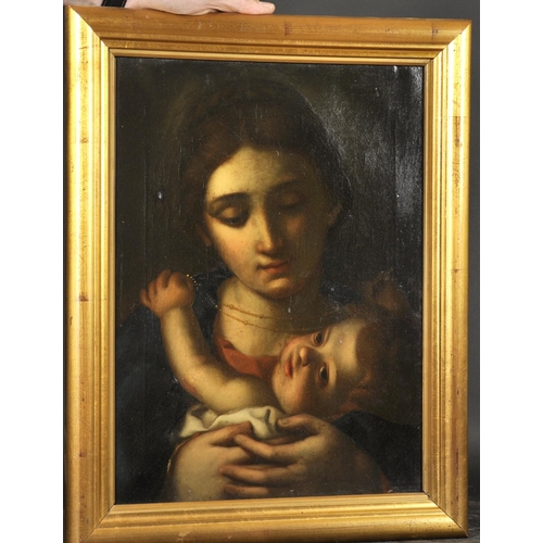 30 - 19th Century Italian School. Madonna and Child, Oil on Canvas, 17.5