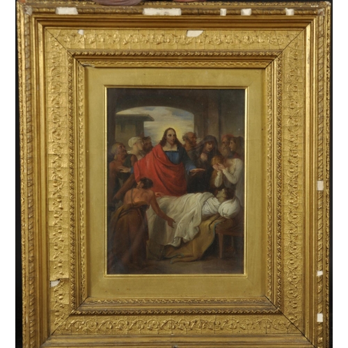 34 - Edward Bird (1772-1819) British. Christ Healing the Sick, Oil on Panel, Inscribed on the reverse, 7.... 