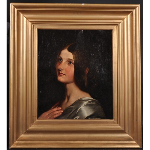 120 - M A E Hodges (19th Century) British. “Study of a Head”,   Oil on Canvas, Inscribed on the reverse, 2... 