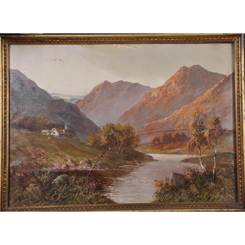 129 - Frank E Jamieson (1834-1899) British. A Mountainous River Landscape, Oil on Unstretched Canvas, Sign... 