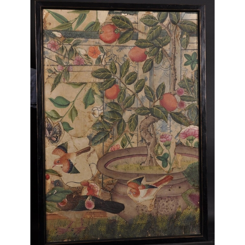 13 - 18th Century English School. A Chinese Wallpaper Design, Watercolour and Collage, 28.25” x 19.25” (7... 