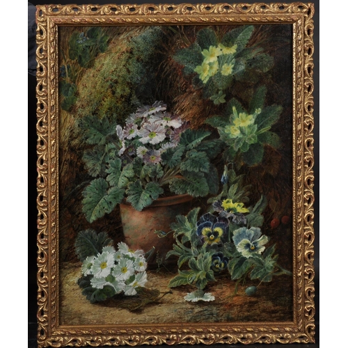 133 - Oliver Clare (1853-1927) British. Still Life of Flowers in a Brown Pot, Oil on Canvas, Signed,  20” ... 