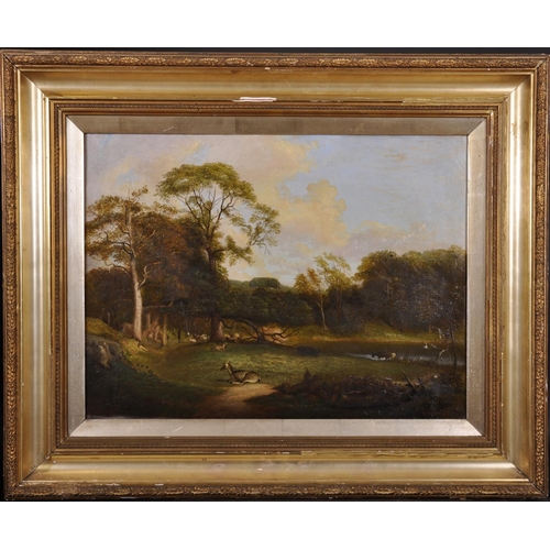 140 - William P… Cartwright (1864-1911) British. “Upper Pond, Ugbrooke Park, Chudleigh”, with Deer, Oil on... 