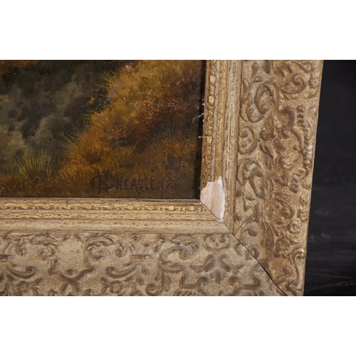 141 - Henry Cheadle (1852-1910) British. A Highland Landscape, with Drover and Cattle, Oil on Canvas, Sign... 