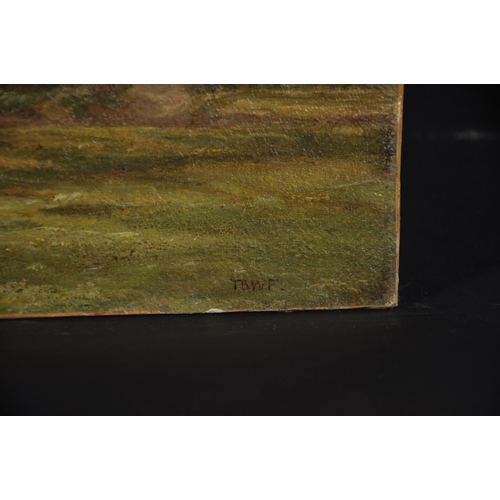 145 - T…A…W…F… (19th Century) British River Landscape with Cattle, Oil on Paper laid down, Signed with Ini... 