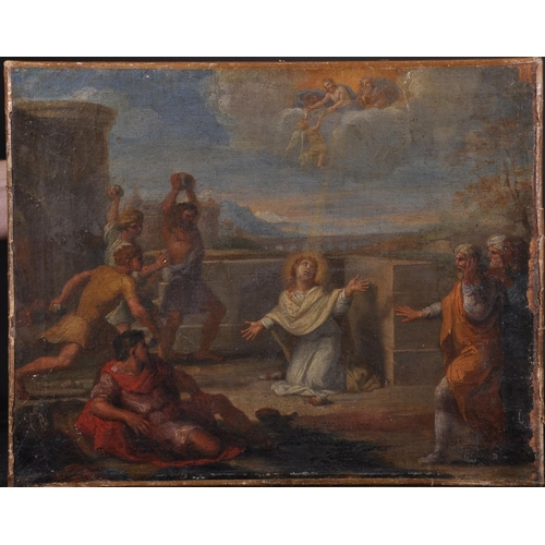 15 - Circle of Francois Verdier (1651-1730) French. The Stoning of a Saint, Oil on Canvas, Unframed, 11” ... 