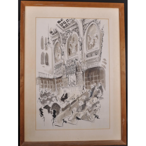 153 - William Papas (1927-2000) South African. 20th Century English School, The House of Lords, Watercolou... 
