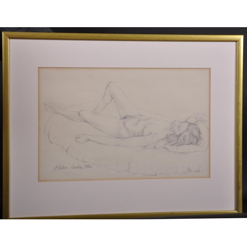 155 - Alastair Ninian J…Gordon, Marquess Aberdeen (1920-2002) British. A Reclining Nude on a Bed, Pencil, ... 