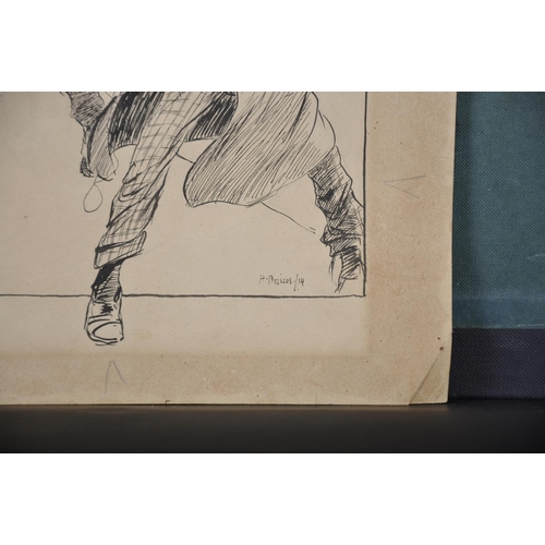 162 - Arthur John Trevor Briscoe (1873-1943) British.  Study of a Man Fishing, Ink, Signed and Dated ’14, ... 