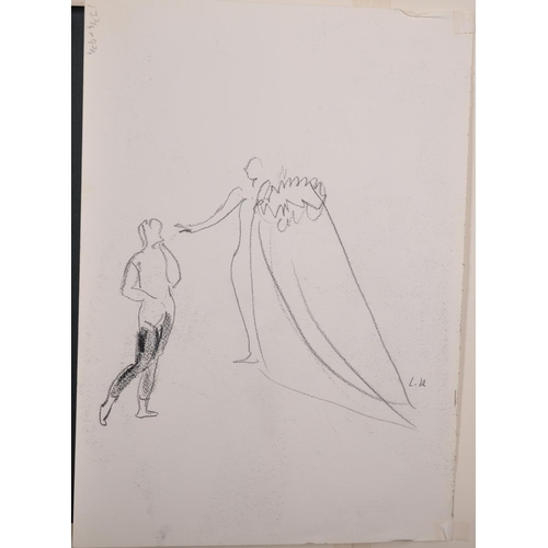 173 - Laura Knight (1877-1970) British. ‘A Ballet Dancer’ with Figures behind, Charcoal, Signed and Indist... 