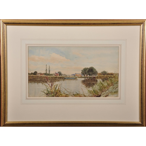 189 - Wilfred William Ball (1863-1917) British. “Lechlade”, a River Landscape, Watercolour, Signed, Inscri... 