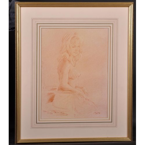 199 - Roy Petley (1951-    ) British. A Semi Naked Lady Seated in a Chair, Red Chalk, Signed and Dated 198... 