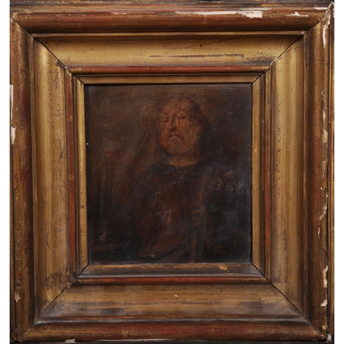 21 - 18th Century Italian School. A Half Length Portrait of a Saint, Oil on Panel, 5” x 4.75” (12.6 x 12c... 