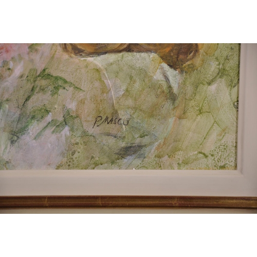 244 - Pam Masco (1953-2018) British. “Now and For Ever”, Oil on Board, Signed, and Inscribed on the revers... 