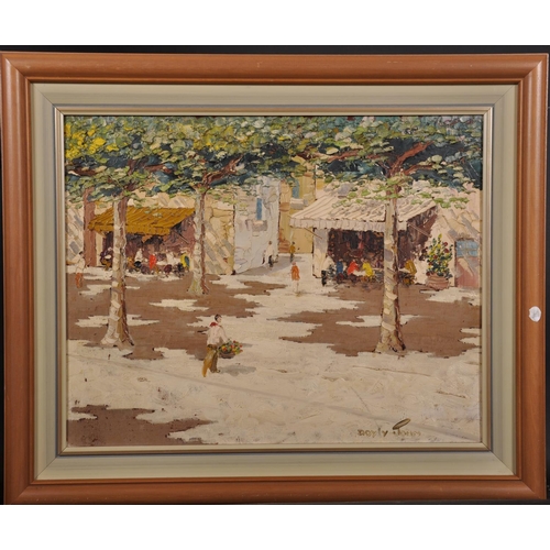 262 - Cecil Rochfort Doyly-John (1906-1993) British. A Street Market Scene with Figures, Oil on Board, Sig... 