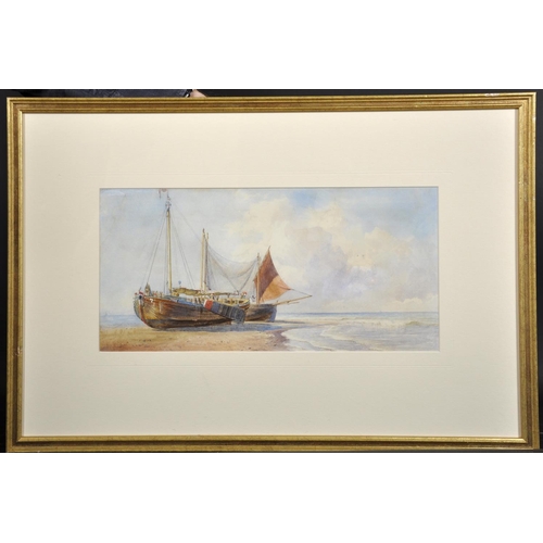 272 - John Mogford (1821-1885) British. “Dutch Pinks and Whitby Lugger”, Watercolour, Signed, and Inscribe... 