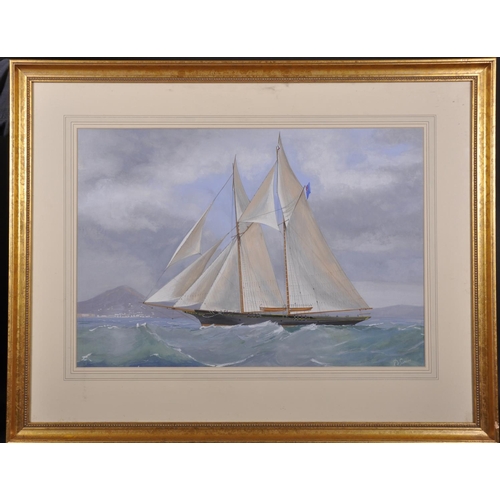 273 - Tomasso de Simone (c.18051888) Italian. A Two Masted Sailing Boat off Naples, Gouache, Signed, 17” x... 