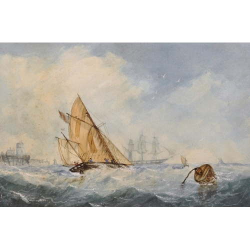 276 - Richmond Markes (act.1890-1920) British. Shipping in Choppy Waters, Watercolour,  Signed, 7.25” x 10... 