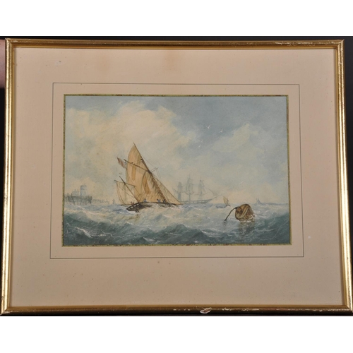 276 - Richmond Markes (act.1890-1920) British. Shipping in Choppy Waters, Watercolour,  Signed, 7.25” x 10... 