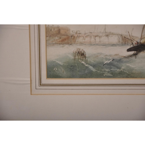 278 - Richmond Markes (act.1890-1920) British. “Off the South Coast”, Shipping in Choppy Waters, Watercolo... 