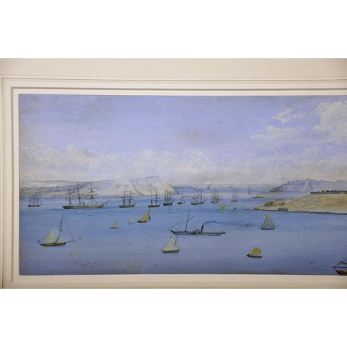 279 - Henry Albert Hartland (1840-1893) Irish. ‘Cork Harbour’, a Panoramic View of the Harbour, with Numer... 