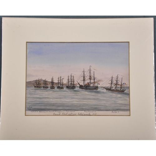 280 - J… S… M… (19th Century) European. “French Fleet Entering Villefranche 1880”, Watercolour, Signed, In... 