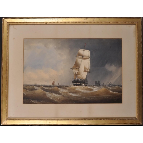 281 - Charles Taylor (act.1836-1871) British. Indiaman off the North Foreland, Watercolour,  15” x 23” (38... 