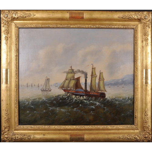 287 - 19th Century French School. A Paddle Steamer in Choppy Waters, Oil on Canvas, 21.25” x 25” (54 x 63.... 